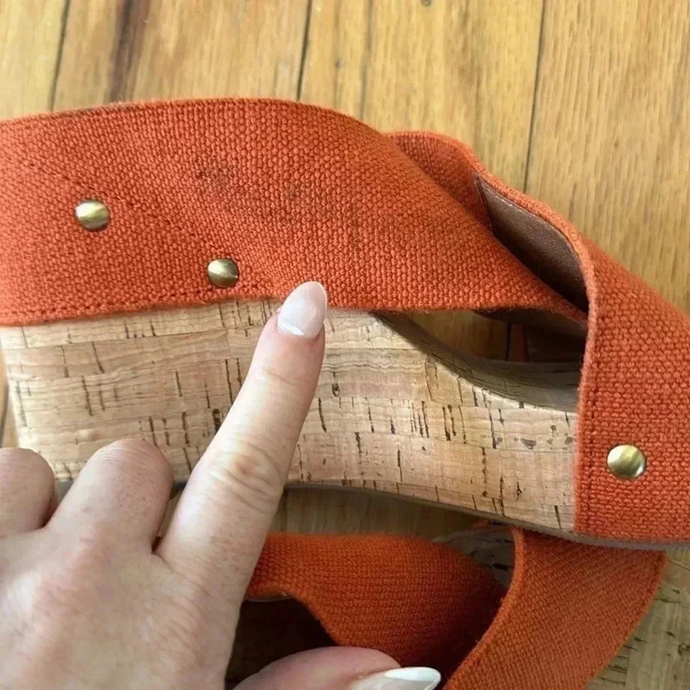 Lucky Brand women’s Miller 2 cork and Canvas wedge size 7.5